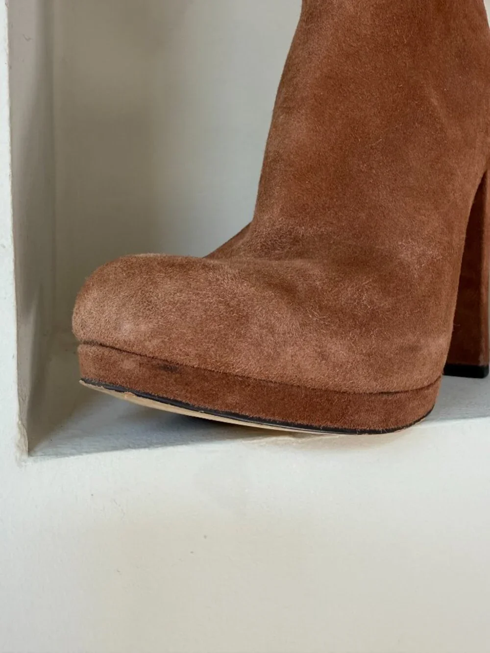 MICHAEL Michael Kors Brown Suede Platform Ankle Boots Booties 7.5 Gold